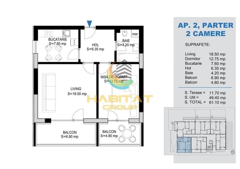 Pallady 2 camere decomandat 61 mp doar 15 min. metrou Teclu - 1