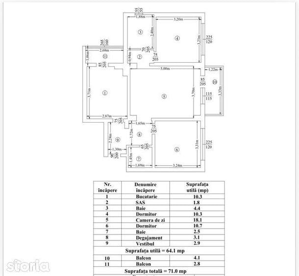 Apartament cu 3 camere, mobilat în Central