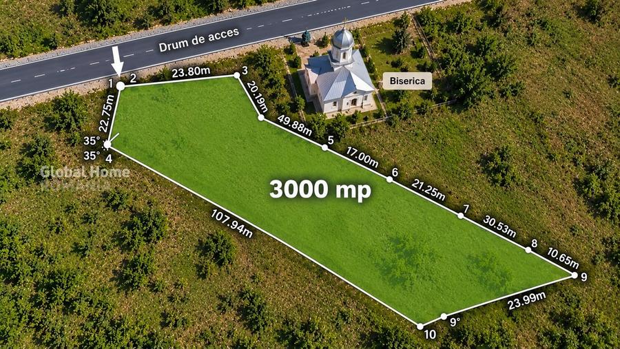 Teren Construcții intravilan de 3000 mp, în Băbana