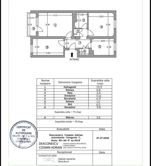 Apartament cu 3 camere decomandat în Central