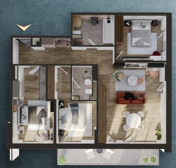 Apartament cu 4 camere semidecomandat în Mărăști