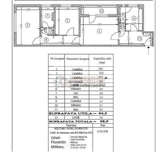Apartament 3 camere | 68,9 mp I Aleea Terasei | Etaj 4/4 - 2