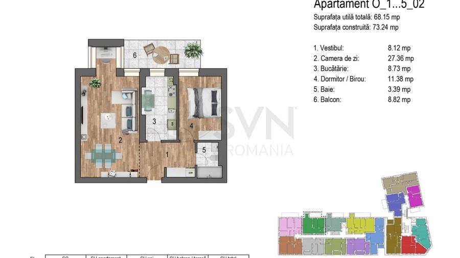 Apartament cu 2 camere semidecomandat în Unirii