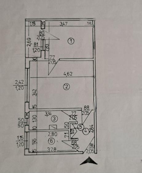 Apartament cu 2 camere semidecomandat în Nord