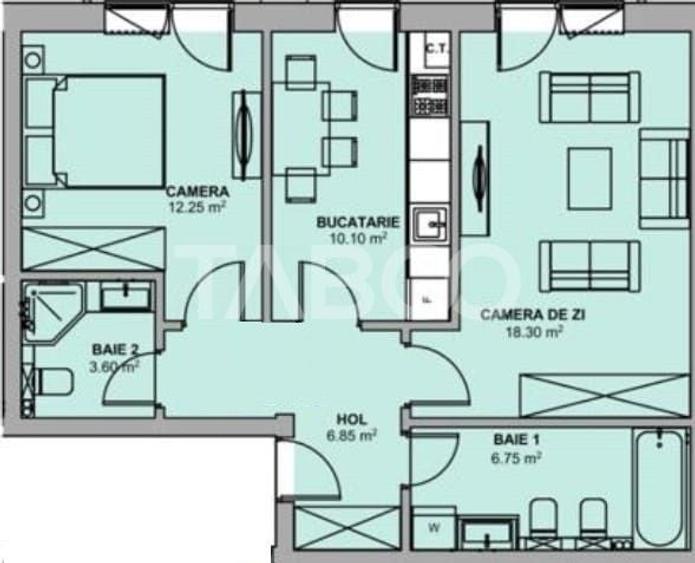Apartament cu 2 camere decomandat în Șelimbăr — fotografia 1