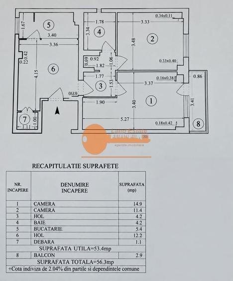 Apartament cu 2 camere decomandat în Moșilor