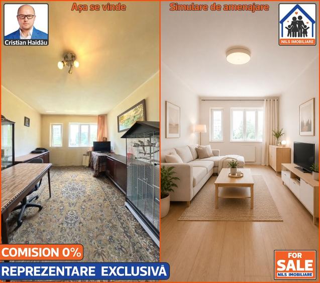 Apartament cu 3 camere semidecomandat în Titan