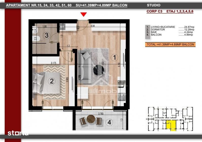 Apartament cu 2 camere în Central