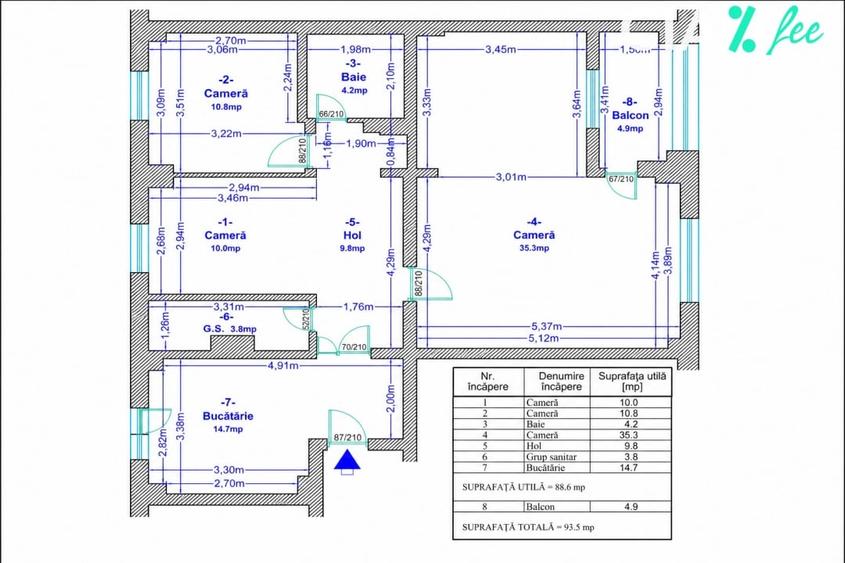 Apartament cu 4 camere în Virtuții