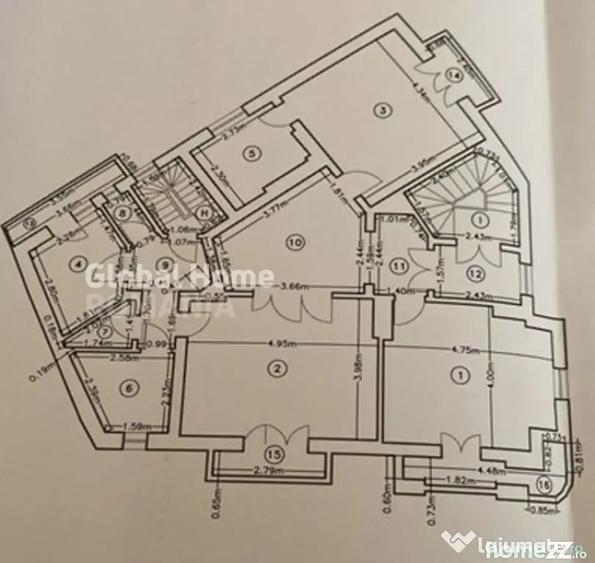 Apartament cu 3 camere semidecomandat în Cișmigiu