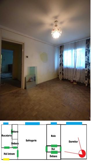 Apartament cu 2 camere nedecomandat în Central