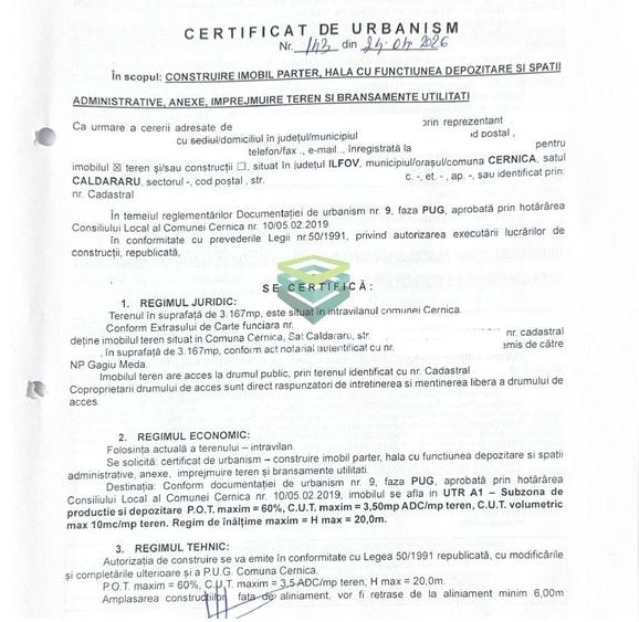 Teren Construcții intravilan de 4624 mp, în Cernica