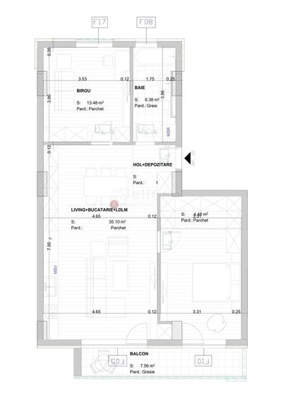 Apartament cu 3 camere în Dârste