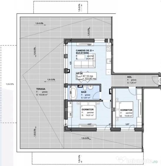 Apartament cu 3 camere semidecomandat în Apahida