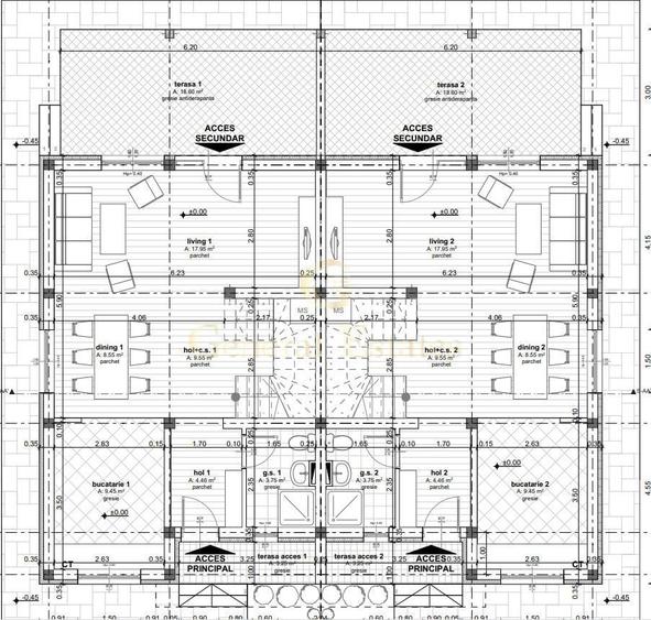 Duplex cu 4 camere cu Canalizare în Tărlungeni