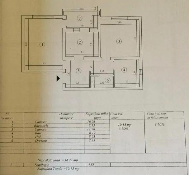 Apartament cu 2 camere decomandat în Bucium