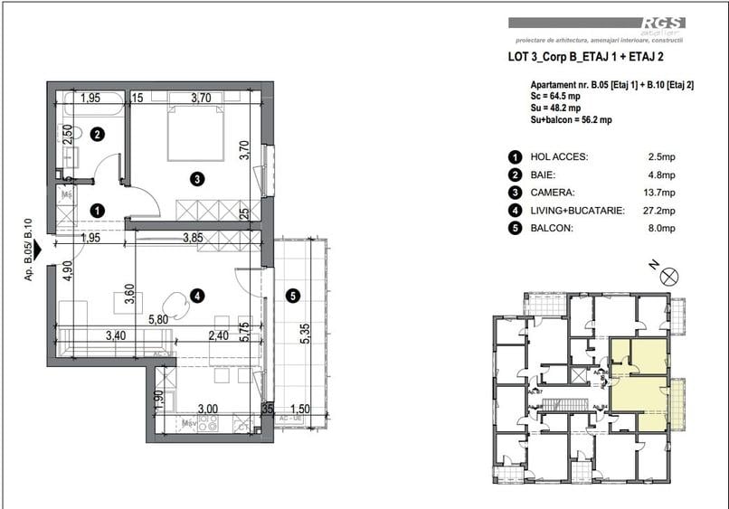 Apartament cu 2 camere semidecomandat în Freidorf