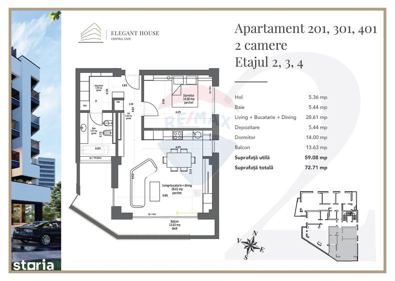 Apartament cu 2 camere în 15 Noiembrie