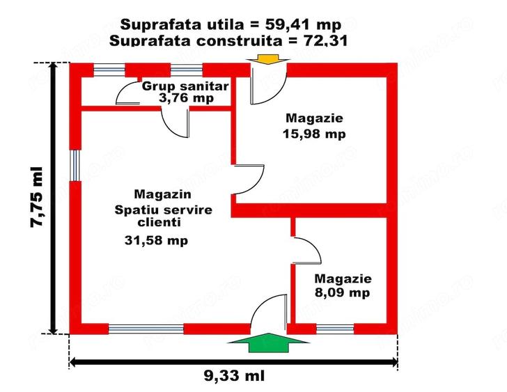Spațiu comercial, de 54 mp, în Central