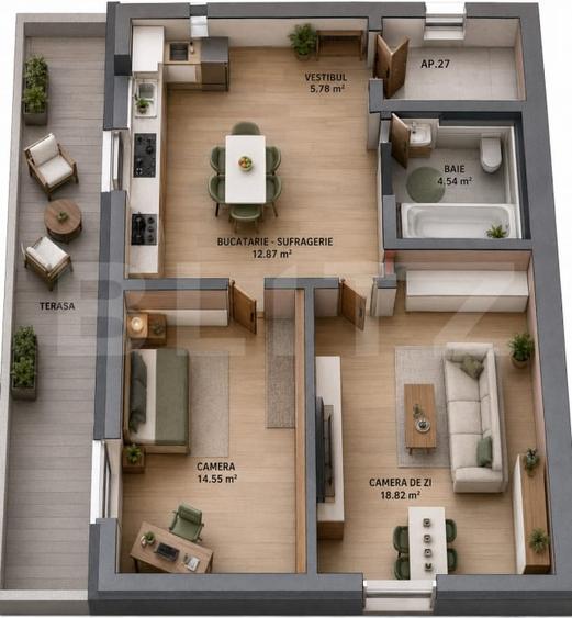 Apartament cu 2 camere decomandat în Tudor