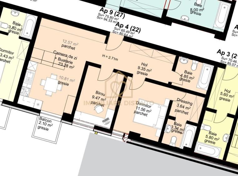 Apartament cu 3 camere în Traian