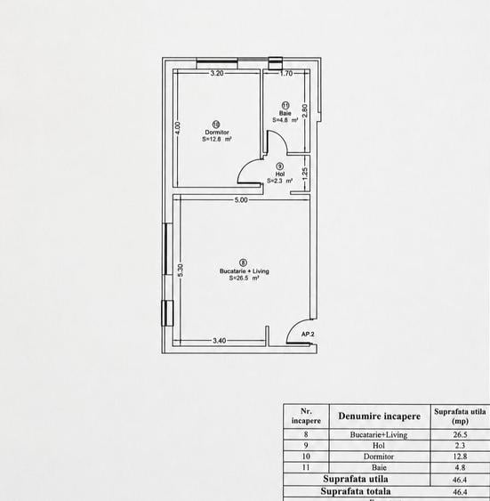 Apartament cu 2 camere semidecomandat în Giroc