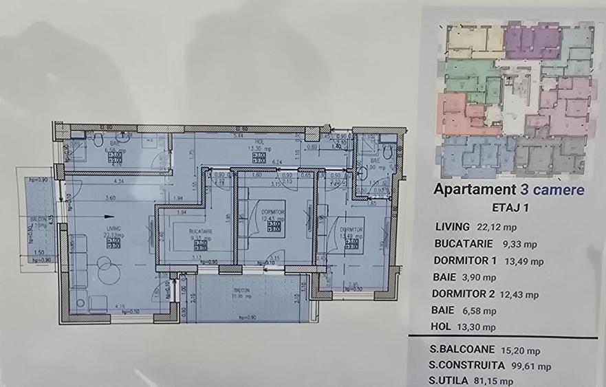 Apartament cu 3 camere în Sisești