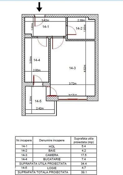 Garsonieră decomandată în Eroii Revoluției