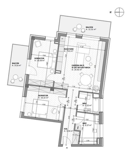 Apartament cu 3 camere decomandat în Central