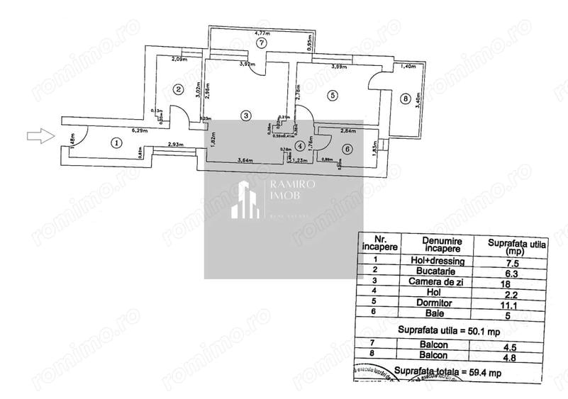Apartament cu 2 camere decomandat în Viilor