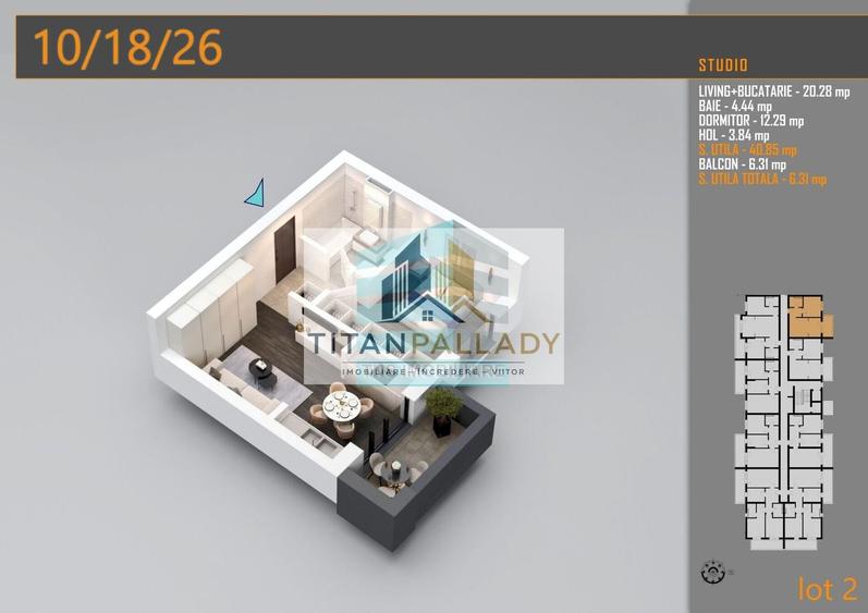 Apartament cu 2 camere în Titan