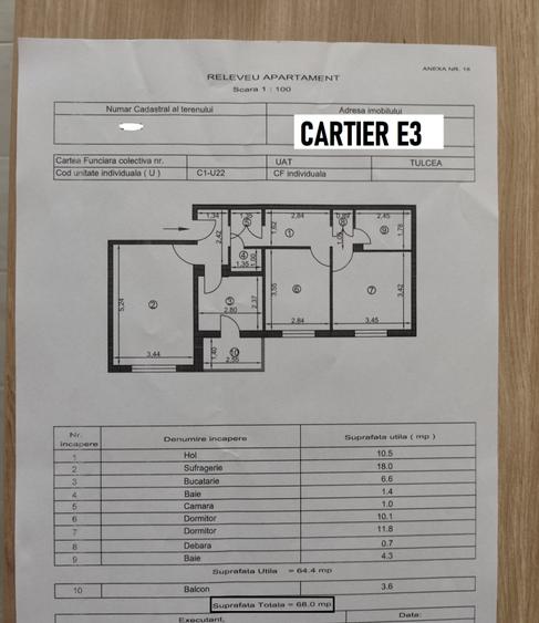 Apartament cu 3 camere în E3