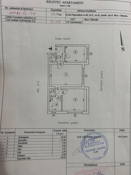 Apartament cu 2 camere semidecomandat în Oltenița