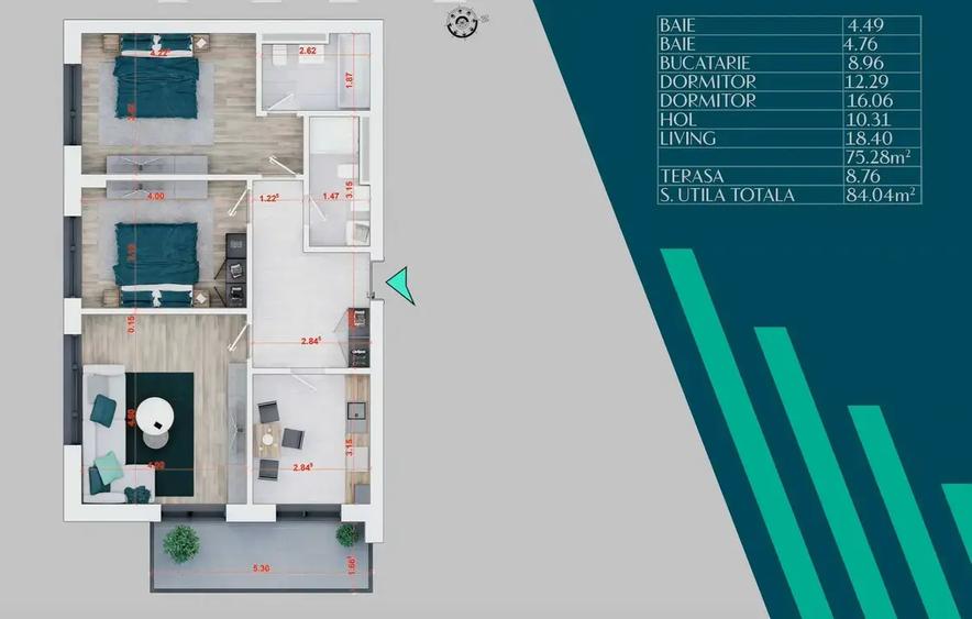 Apartament cu 2 camere decomandat în Theodor Pallady
