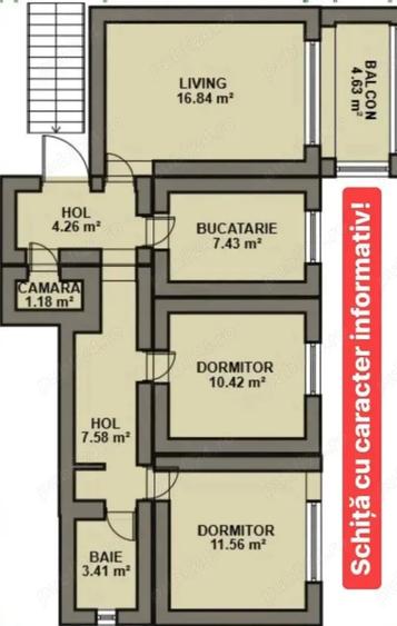 Apartament cu 3 camere decomandat în Central