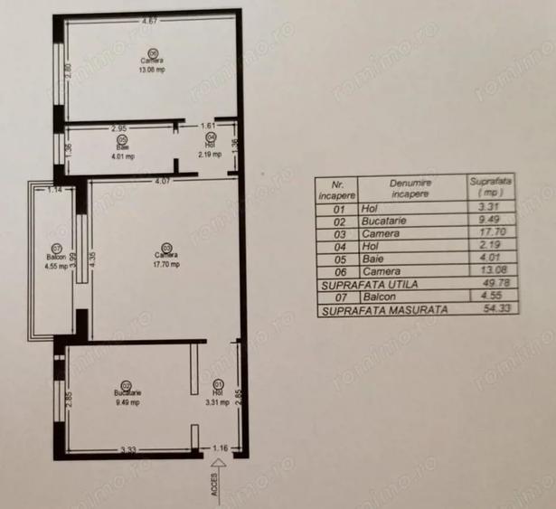Apartament cu 2 camere semidecomandat în Șagului