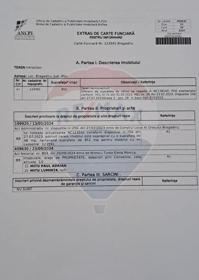 Teren Construcții intravilan de 2944 mp, în Est