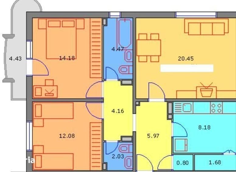 Apartament cu 3 camere decomandat în 13 Septembrie