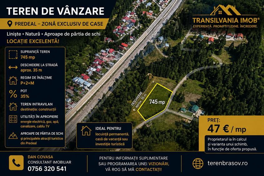 Teren Construcții intravilan de 745 mp, în Central
