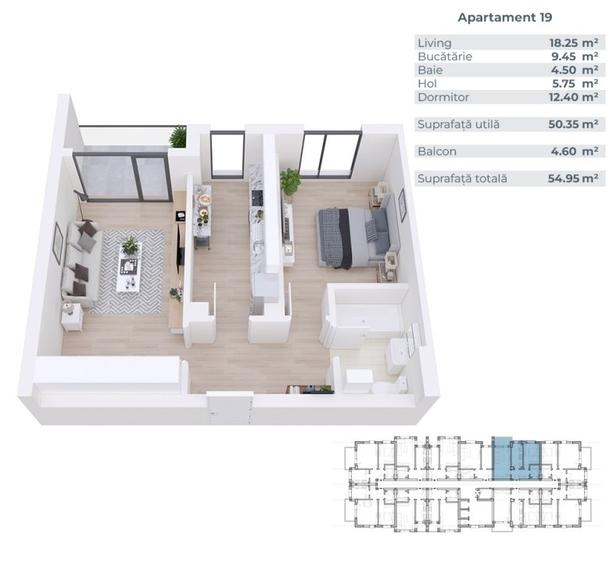 Apartament cu 2 camere decomandat în Timpuri Noi