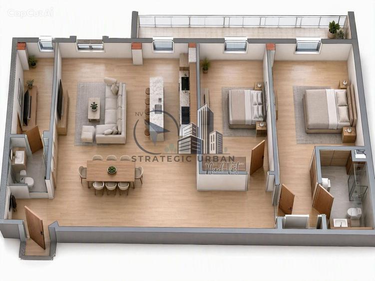 Apartament cu 3 camere semidecomandat în Florești