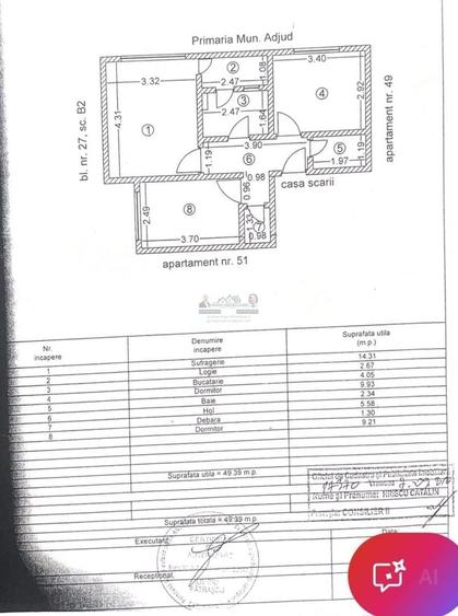 Apartament cu 3 camere decomandat în Central