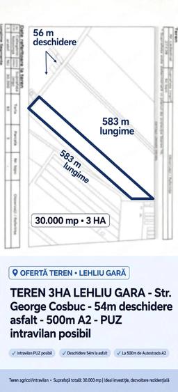 Teren de 30000 mp, în Răzvani