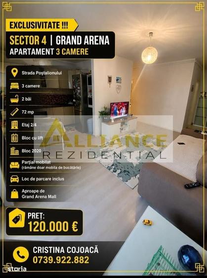 Sector 4 Grand Arena Apartament 3 camere 2 bai Mobilat si Utilat + Par - 8