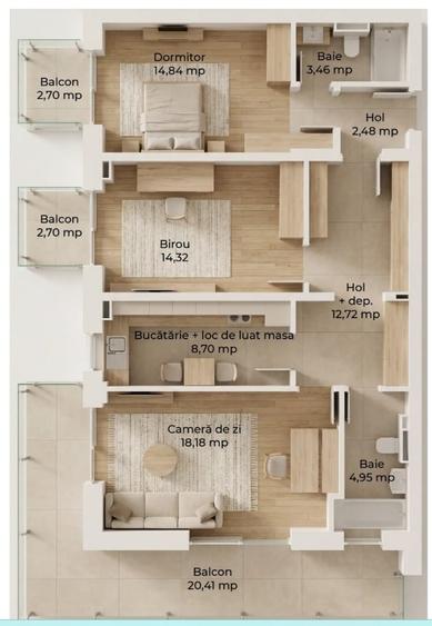 Apartament cu 3 camere decomandat în Avantgarden