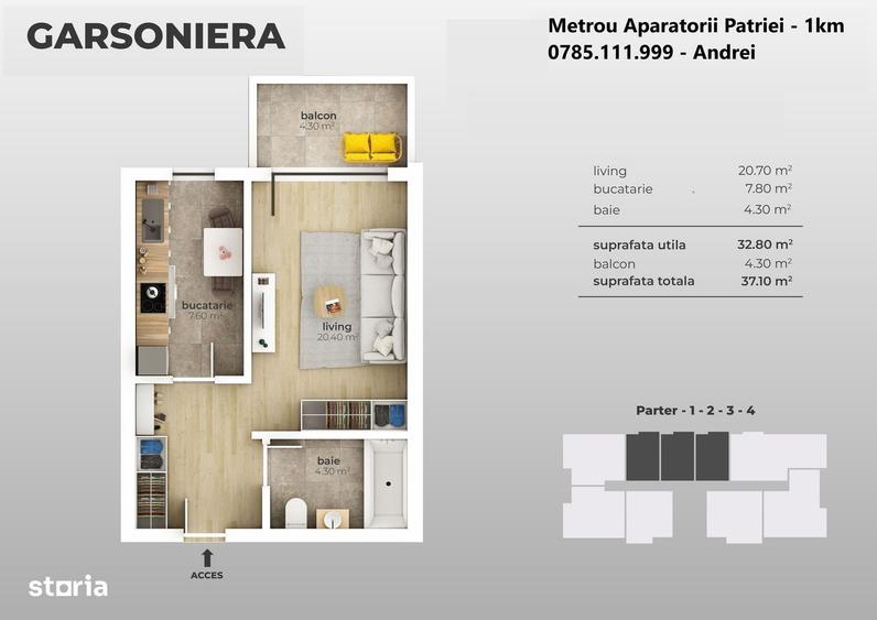 Metrou Aparatorii Patriei - Garsoniera 37mp - bloc nou 2026 - 8