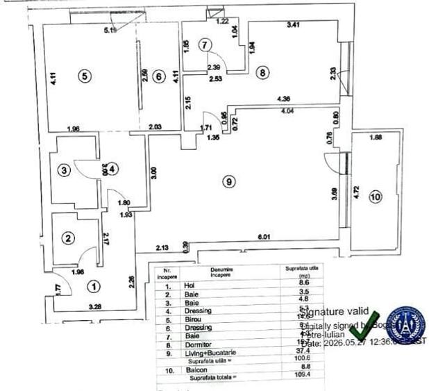 Apartament cu 3 camere în Est