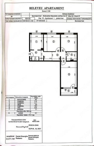 Apartament cu 3 camere decomandat în Alexandru cel Bun