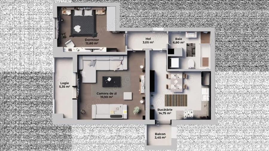 Apartament cu 3 camere decomandat în Nord