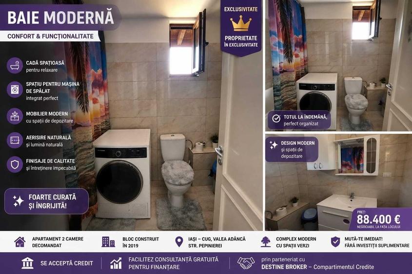 Apartament cu 2 camere decomandat în Cug